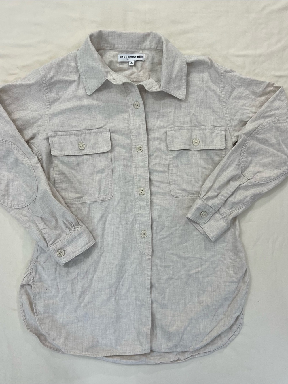Ines De La Fressange Uniqlo Women’s Lightweight Button-Down Shirt - Light Beige
